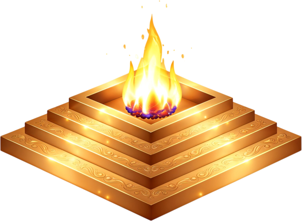 - Golden tiered havan kund, a shimmering spiritual fire illustration PNG Free PNG Download
