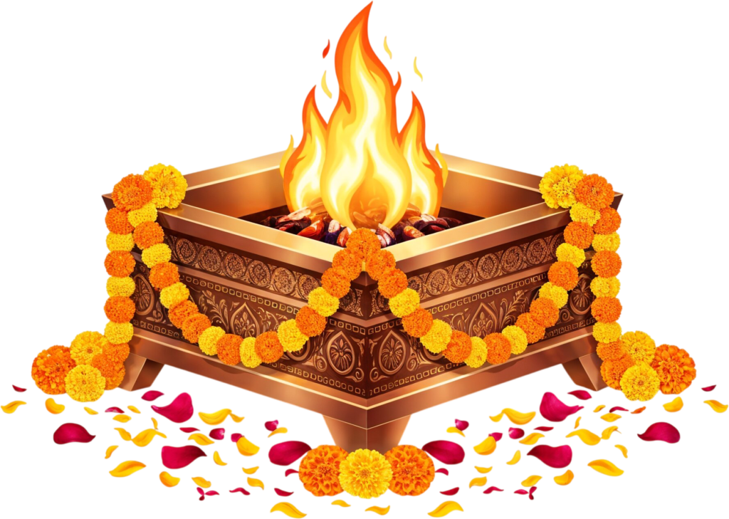 Ornate golden havan kund with bright flames, an intricate PNG illustration 1 - Ornate golden havan kund with bright flames, an intricate PNG illustration Free PNG Download