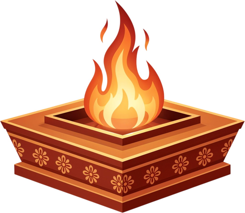 Decorative havan kund with floral motifs, a charming PNG illustration design 1 - Decorative havan kund with floral motifs, a charming PNG illustration design Free PNG Download