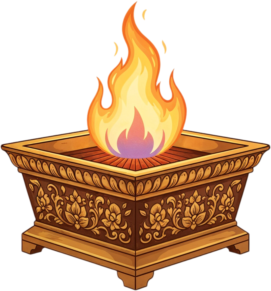 Classic havan kund with lotus and peacock designs, a beautiful PNG illustration 1 - Classic havan kund with lotus and peacock designs, a beautiful PNG illustration Free PNG Download
