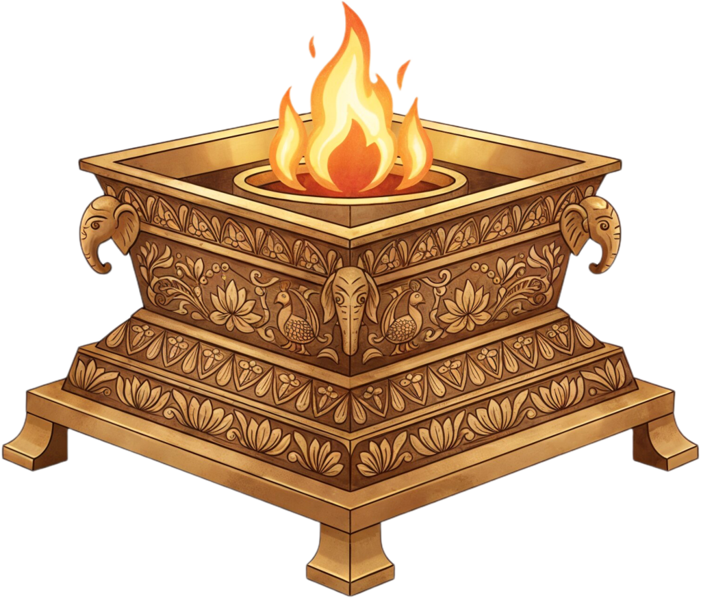 Ceremonial Havan Kund with vibrant garlands, a festive PNG illustration 1 - Ceremonial Havan Kund with vibrant garlands, a festive PNG illustration Free PNG Download