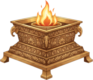 Ceremonial Havan Kund with vibrant garlands, a festive PNG illustration