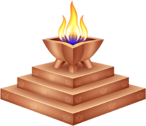 Minimalist reddish Havan Kund with abstract lotus, a stylish PNG illustration