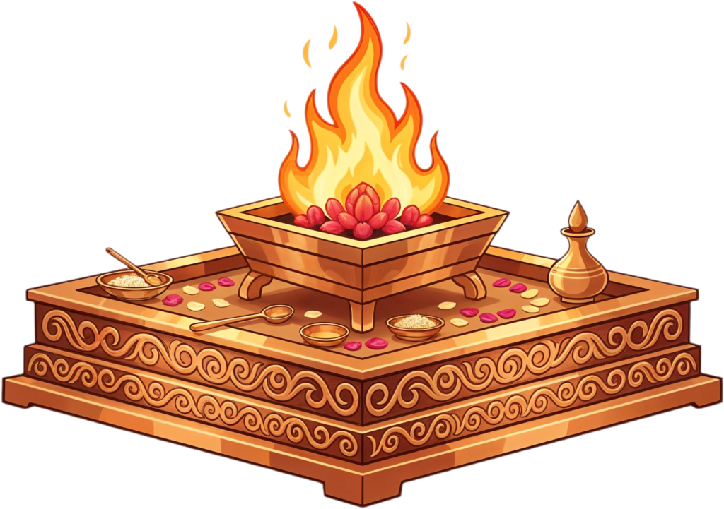 Lavish golden havan kund with intricate carvings, a rich PNG illustration 1 - Lavish golden havan kund with intricate carvings, a rich PNG illustration Free PNG Download