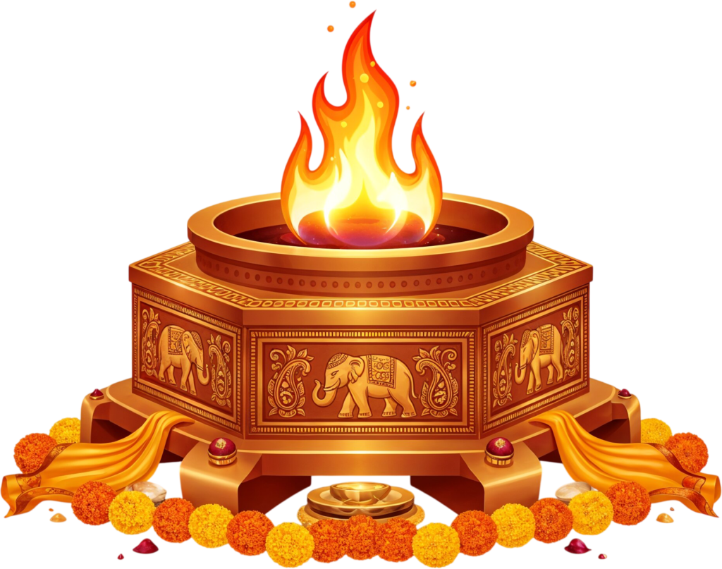 Majestic golden havan kund, an imperial ceremonial fire illustration PNG 1 - Majestic golden havan kund, an imperial ceremonial fire illustration PNG Free PNG Download