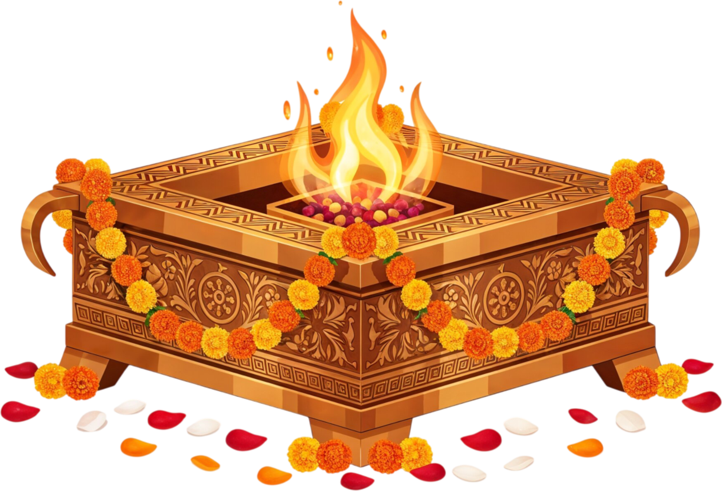 Tiered copper havan kund with spiritual flame, a symbolic PNG illustration 1 - Tiered copper havan kund with spiritual flame, a symbolic PNG illustration Free PNG Download
