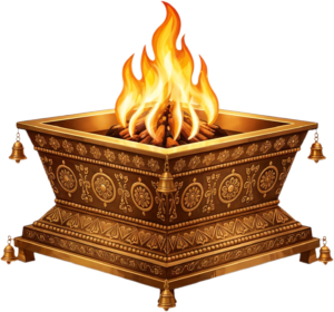 Decorated havan kund with intricate patterns, a festive PNG illustration