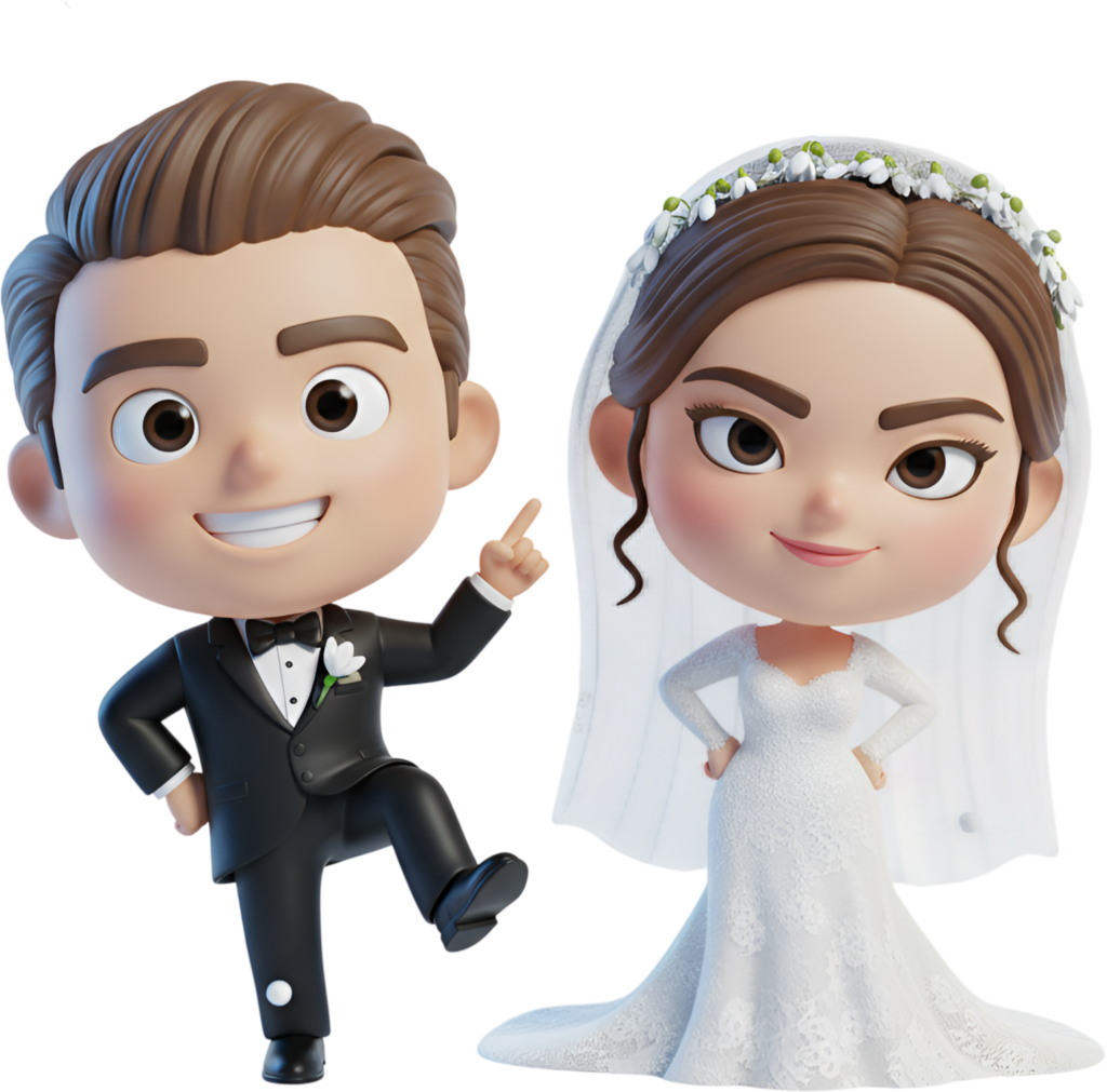 Confident Chibi Wedding Duo in Elegant Attire, a charming PNG illustration 1 - Confident Chibi Wedding Duo in Elegant Attire, a charming PNG illustration Free PNG Download
