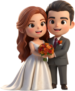 Affectionate Chibi Wedding Embrace, a warm and tender PNG illustration