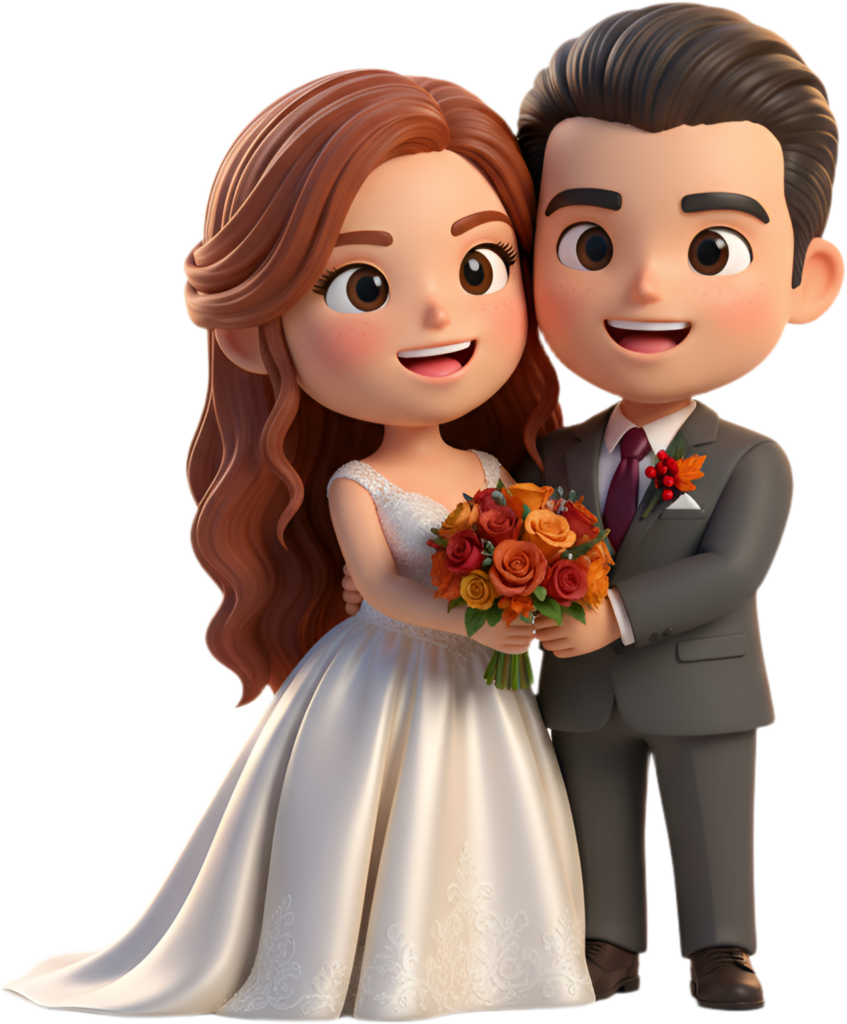 Affectionate Chibi Wedding Embrace, a warm and tender PNG illustration 1 - Affectionate Chibi Wedding Embrace, a warm and tender PNG illustration Free PNG Download