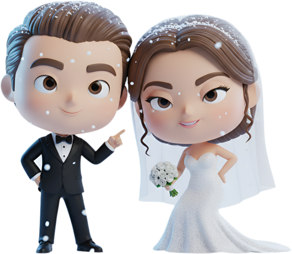 Winter Wonderland Chibi Wedding, a snowy and cheerful PNG illustration 1 - Winter Wonderland Chibi Wedding, a snowy and cheerful PNG illustration Free PNG Download