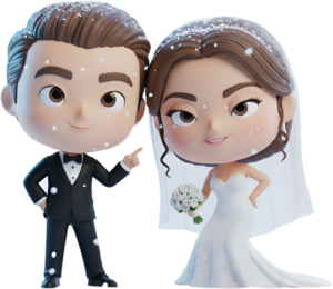 Winter Wonderland Chibi Wedding, a snowy and cheerful PNG illustration