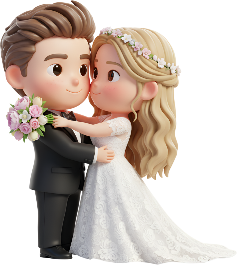 - Romantic Chibi Hug: A Loving Wedding Pair in a sweet PNG illustration Free PNG Download