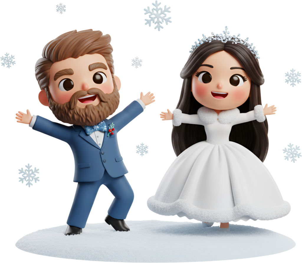 Festive Winter Chibi Wedding Celebration, a joyful and snowy PNG illustration 1 - Festive Winter Chibi Wedding Celebration, a joyful and snowy PNG illustration Free PNG Download