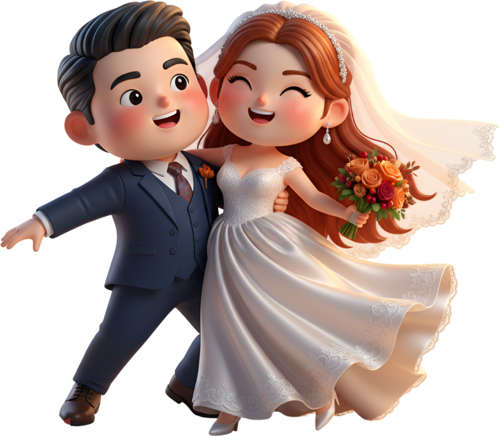- Dynamic Chibi Wedding Dance, an energetic and vibrant PNG illustration Free PNG Download