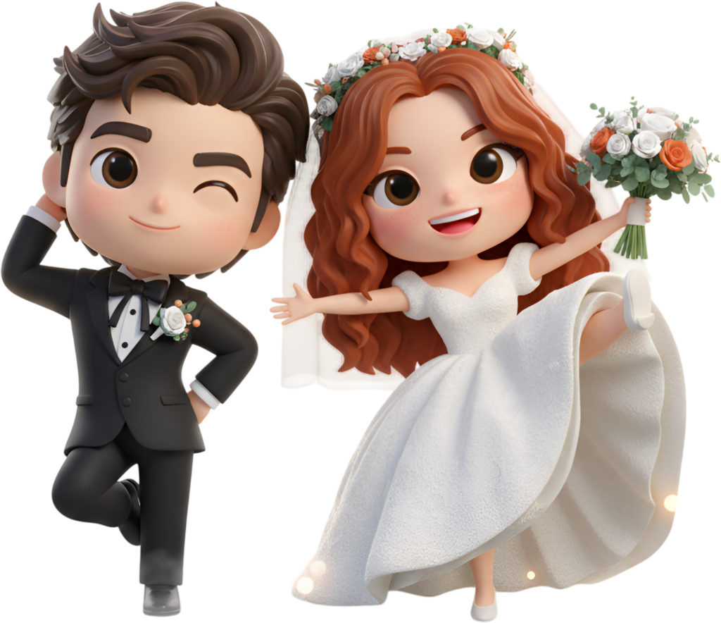 Playful Chibi Winking Wedding Couple, a spirited and cheerful PNG illustration 1 - Playful Chibi Winking Wedding Couple, a spirited and cheerful PNG illustration Free PNG Download