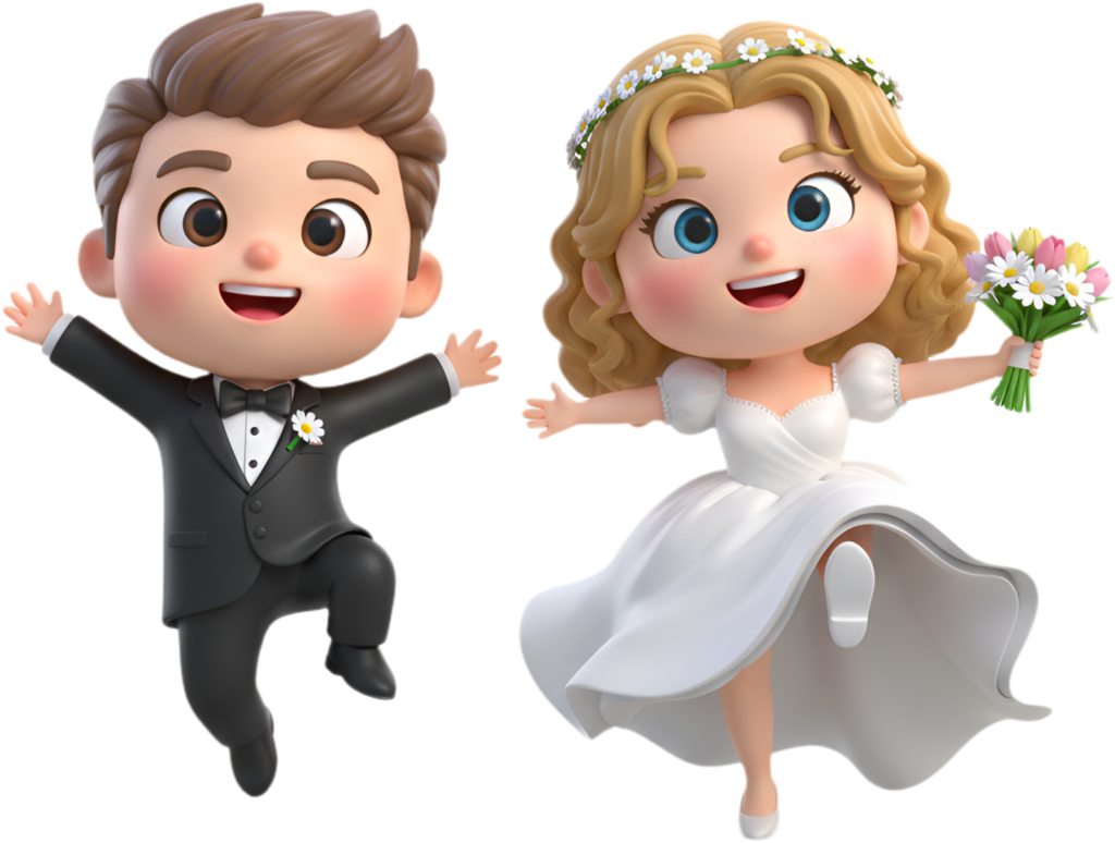 Exuberant Chibi Wedding Jump, a joyful and high-spirited PNG illustration 1 - Exuberant Chibi Wedding Jump, a joyful and high-spirited PNG illustration Free PNG Download