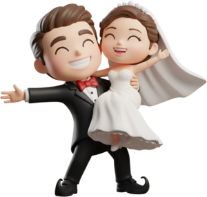 Romantic Chibi Groom Carrying Bride, a joyful and loving PNG illustration