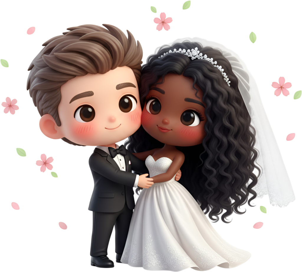 - Sweet Chibi Multi-Ethnic Wedding Hug, a tender and inclusive PNG illustration Free PNG Download