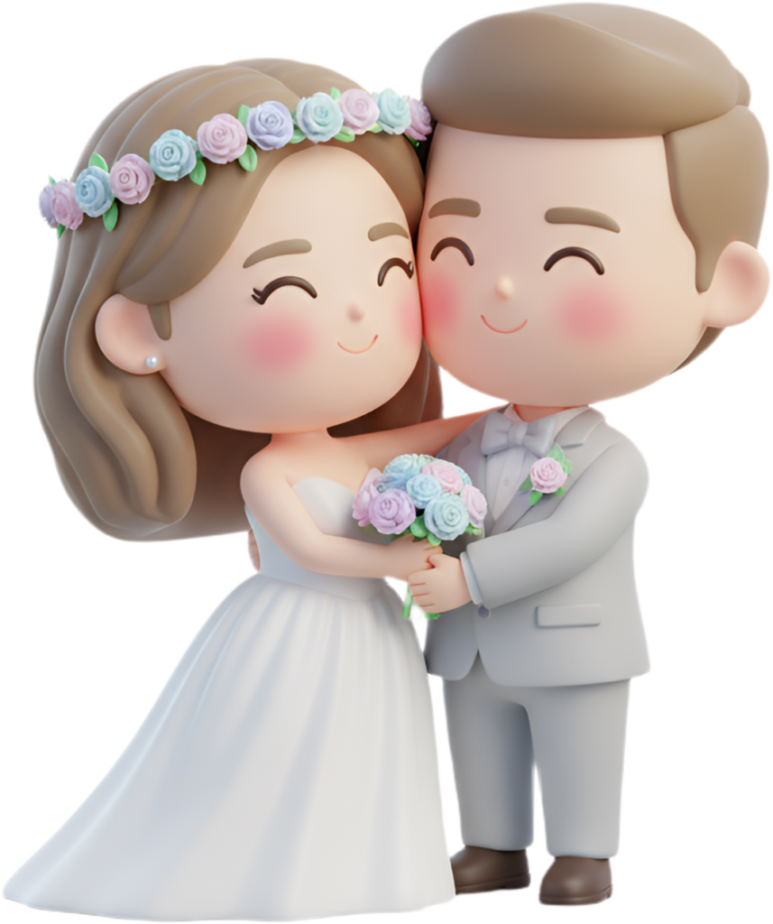 Intimate Chibi Wedding Embrace with Pastel Flowers, a gentle PNG illustration 1 - Intimate Chibi Wedding Embrace with Pastel Flowers, a gentle PNG illustration Free PNG Download