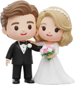 Supportive Chibi Wedding Couple, a classic and happy PNG illustration