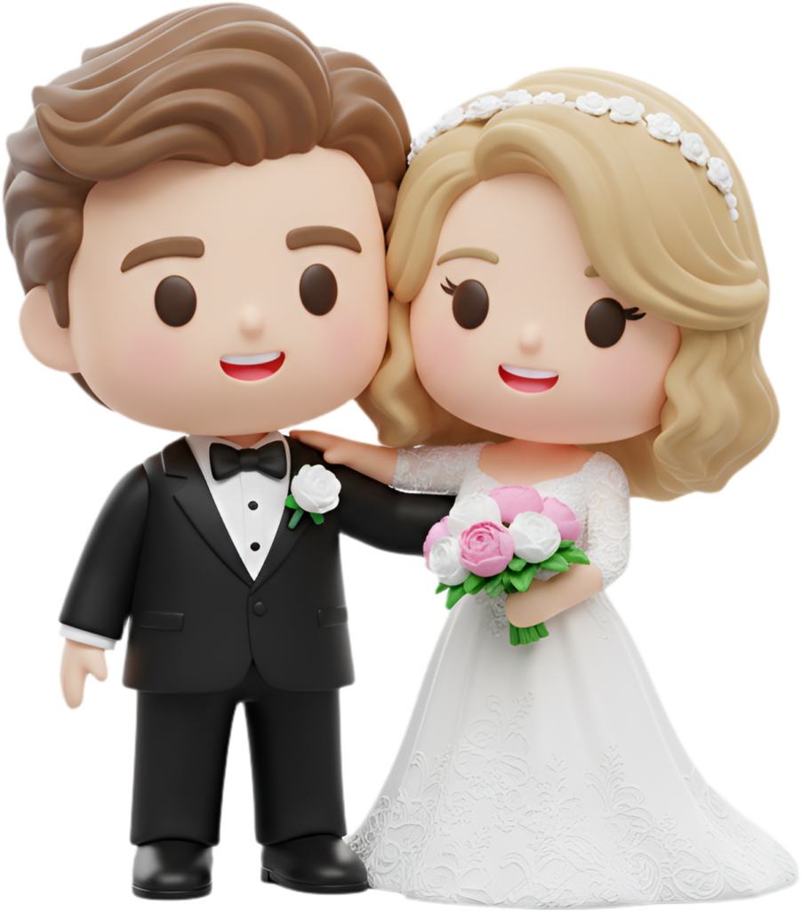 Supportive Chibi Wedding Couple, a classic and happy PNG illustration 1 - Supportive Chibi Wedding Couple, a classic and happy PNG illustration Free PNG Download