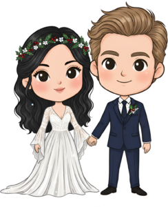 Confident Chibi Wedding Duo in Elegant Attire, a charming PNG illustration 39 - Confident Chibi Wedding Duo in Elegant Attire, a charming PNG illustration Free PNG Download