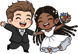 Confident Chibi Wedding Duo in Elegant Attire, a charming PNG illustration 40 - Confident Chibi Wedding Duo in Elegant Attire, a charming PNG illustration Free PNG Download
