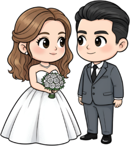 Confident Chibi Wedding Duo in Elegant Attire, a charming PNG illustration 41 - Confident Chibi Wedding Duo in Elegant Attire, a charming PNG illustration Free PNG Download