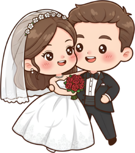 Confident Chibi Wedding Duo in Elegant Attire, a charming PNG illustration 45 - Confident Chibi Wedding Duo in Elegant Attire, a charming PNG illustration Free PNG Download