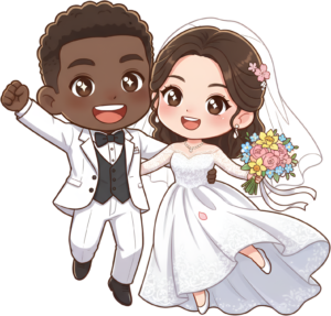 Confident Chibi Wedding Duo in Elegant Attire, a charming PNG illustration 48 - Confident Chibi Wedding Duo in Elegant Attire, a charming PNG illustration Free PNG Download