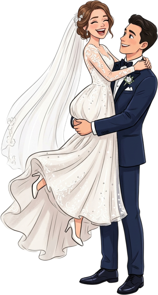 Romantic Western Wedding Couple with Groom Lifting Bride Illustration in Transparent PNG 1 - Romantic Western Wedding Couple with Groom Lifting Bride Illustration in Transparent PNG Free PNG Download