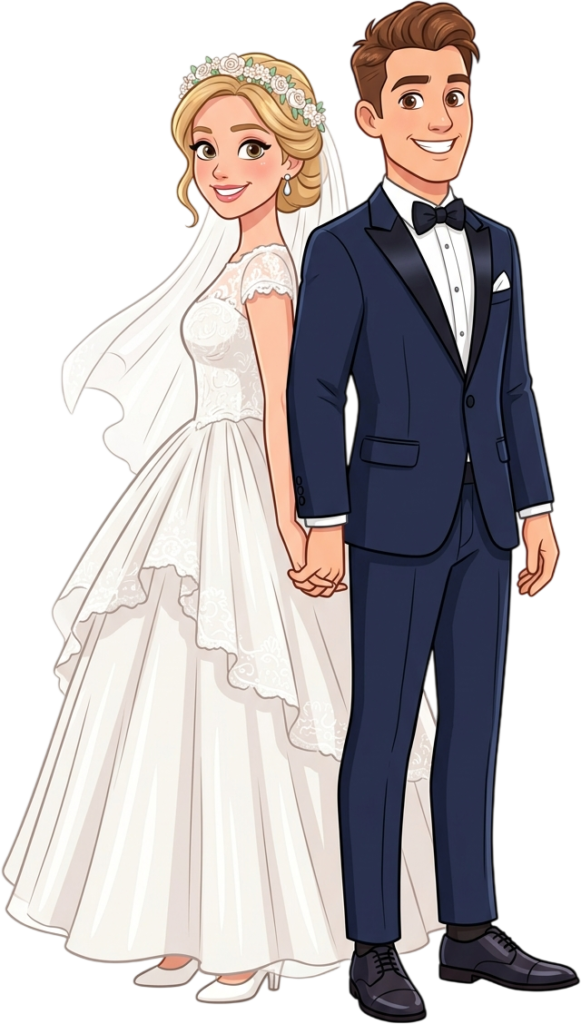 - Beautiful Western Wedding Couple Posing Together Illustration in Transparent PNG Free PNG Download