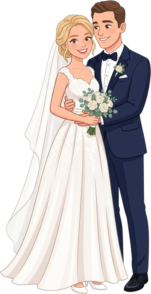 Joyful Western Wedding Couple Walking Hand in Hand with Bouquet and Blue Suit Illustration PNG 1 - Joyful Western Wedding Couple Walking Hand in Hand with Bouquet and Blue Suit Illustration PNG Free PNG Download