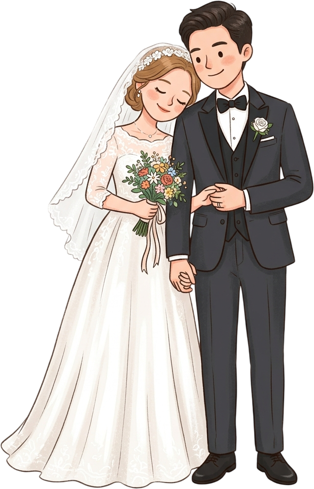 - Sweet Western Wedding Couple in Classic Pose with Groom in Navy Suit and Bride in White Gown PNG Free PNG Download