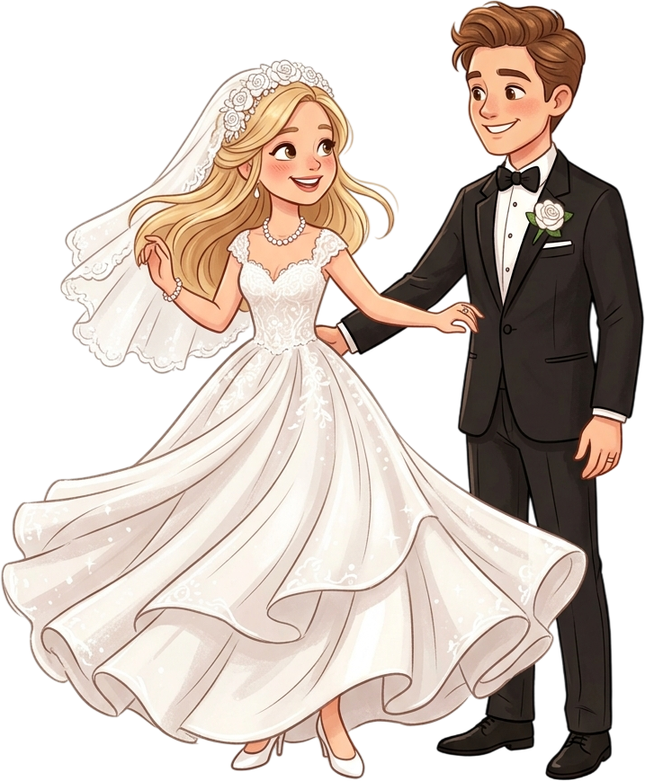 Beautiful blonde bride and groom wedding couple illustration clipart PNG for romantic marriage invitations and digital design 1 - Beautiful blonde bride and groom wedding couple illustration clipart PNG for romantic marriage invitations and digital design Free PNG Download