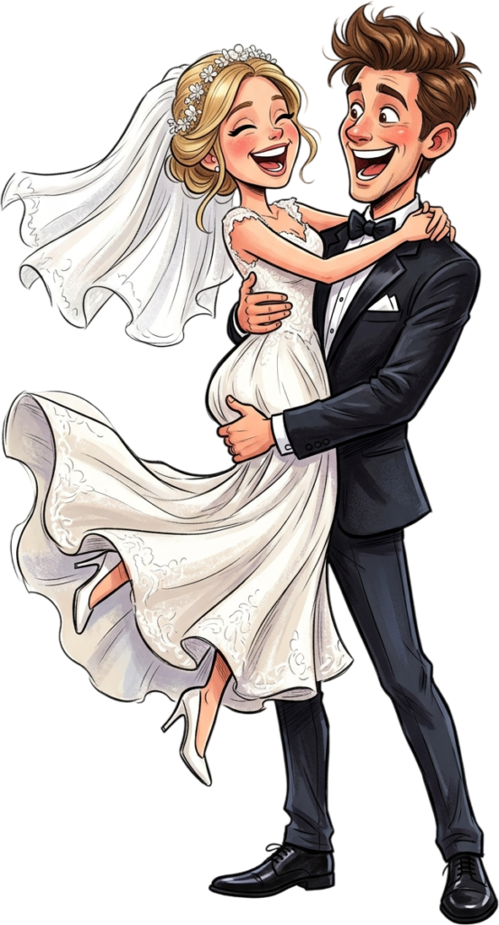 - Groom lifting happy bride in air wedding illustration clipart PNG for joyful celebration and wedding party decor Free PNG Download