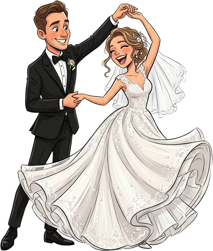 Romantic bride and groom dancing together wedding illustration clipart PNG for first dance memories and celebration layouts 1 - Romantic bride and groom dancing together wedding illustration clipart PNG for first dance memories and celebration layouts Free PNG Download