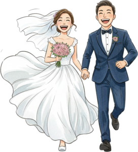 Elegant Watercolor Western Wedding Couple Illustration PNG Clipart for Romantic Marriage Invitations and Custom Bridal Stationery Design
