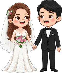 Romantic Bride and Groom Watercolor Illustration PNG Clipart Perfect for Modern Wedding Suites and Digital Scrapbooking Assets