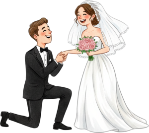 Graceful Bride and Groom Watercolor Illustration PNG Clipart for Personalized Wedding Gifts and Creative Graphic Design Projects